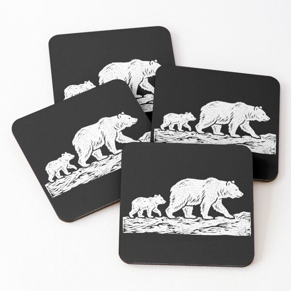 Item preview, Vintage Linocut Papa Bear and Cub designed and sold by TeNovaStudio ⭐⭐⭐⭐⭐.