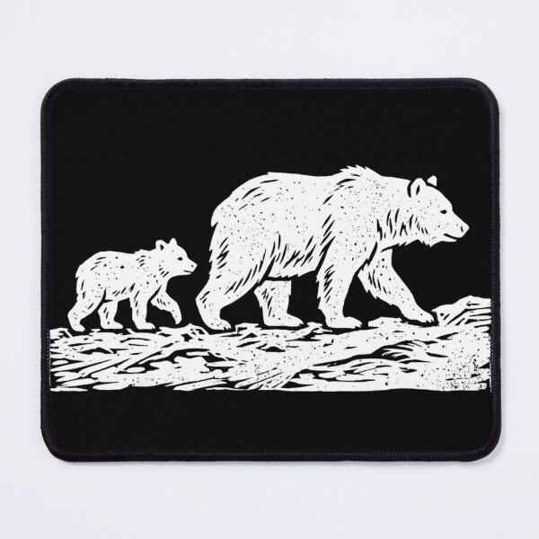 Item preview, Vintage Linocut Papa Bear and Cub designed and sold by TeNovaStudio.