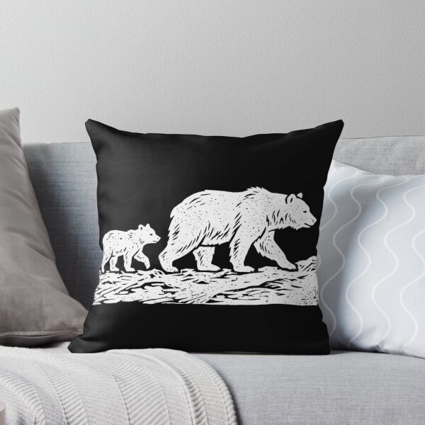 Item preview, Vintage Linocut Papa Bear and Cub designed and sold by TeNovaStudio.