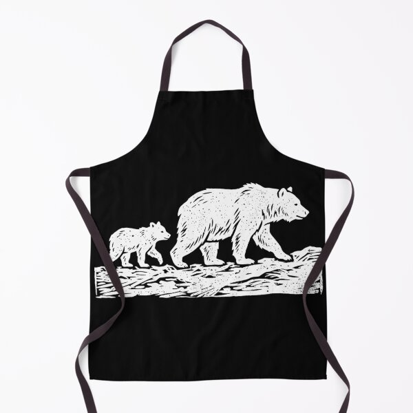 Item preview, Vintage Linocut Papa Bear and Cub designed and sold by TeNovaStudio ⭐⭐⭐⭐⭐.
