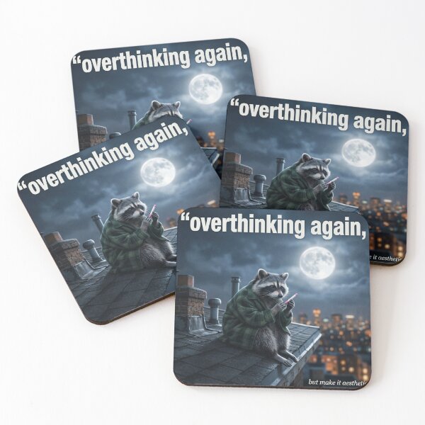 Item preview, Overthinking Again Raccoon | Aesthetic Meme-Core T-Shirt designed and sold by DmaarGroup.