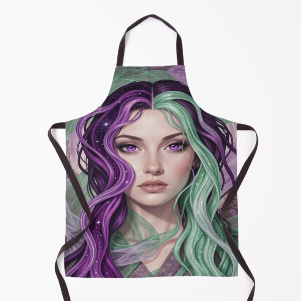 Item preview, Surreal portrait in purple and green with mystical light and subtle steampunk elements in the background designed and sold by FotoworldEdel.