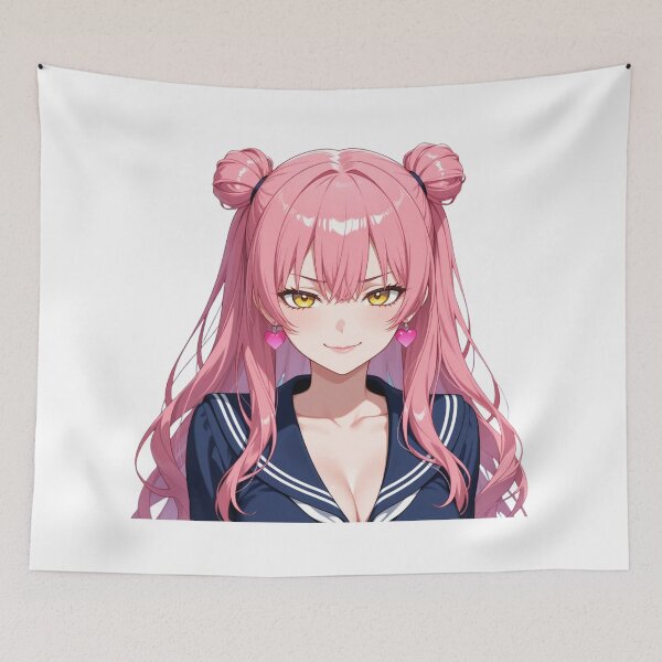 Item preview, Cheeky anime schoolgirl with pink hair, waifu designed and sold by Shirt-Otakus.