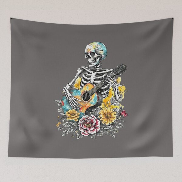 Item preview, Acoustic Skeleton – Floral Music Festival Day - World Music Day designed and sold by Art-Arcade6.