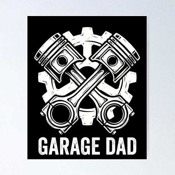Item preview, Vintage Linocut Garage Dad Mechanic Pistons designed and sold by TeNovaStudio.