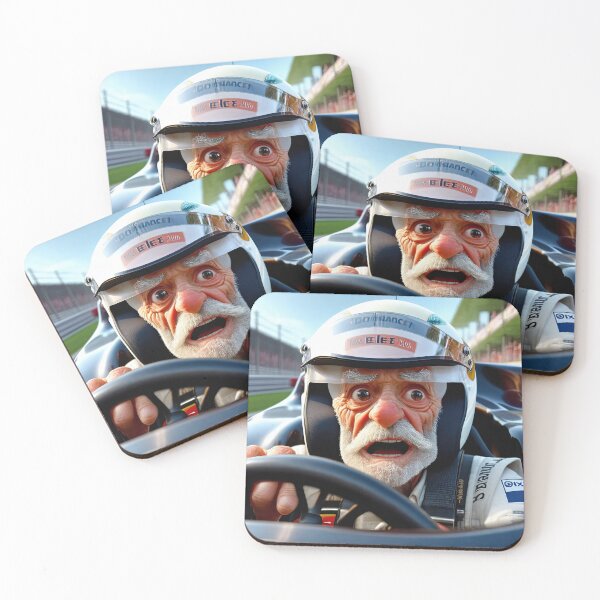 Item preview, Old Man driving a formula 1 race car designed and sold by Colin Bentham.