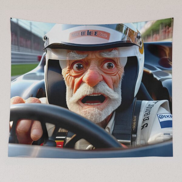 Item preview, Old Man driving a formula 1 race car designed and sold by Colin Bentham.