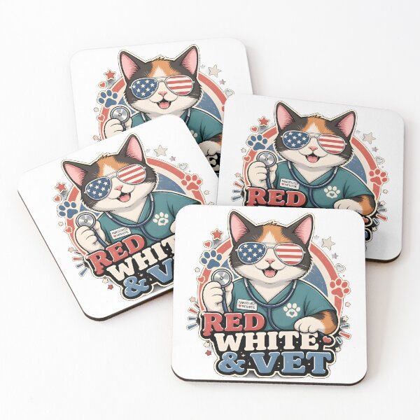 Item preview, Red White & Vet Cat Sticker | Patriotic Veterinary Cat for 4th of July designed and sold by Bettybee00.
