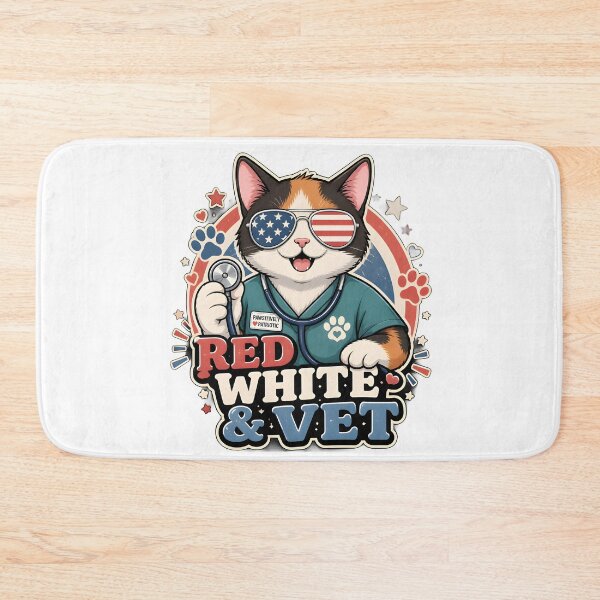 Item preview, Red White & Vet Cat Sticker | Patriotic Veterinary Cat for 4th of July designed and sold by Bettybee00.