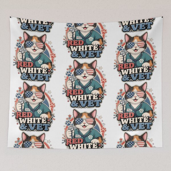 Item preview, Red White & Vet Cat Sticker | Patriotic Veterinary Cat for 4th of July designed and sold by Bettybee00.