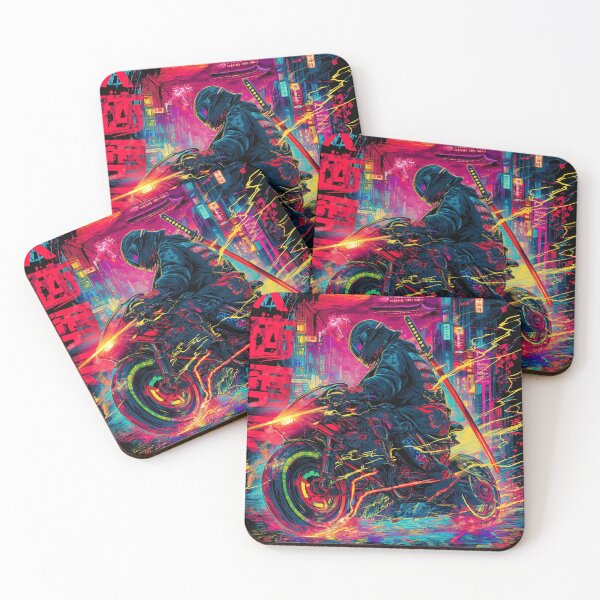Item preview,  Neon Samurai Cyberpunk Tokyo Cosmic Art — Bold Fantasy Print designed and sold by CosmicRockArt.