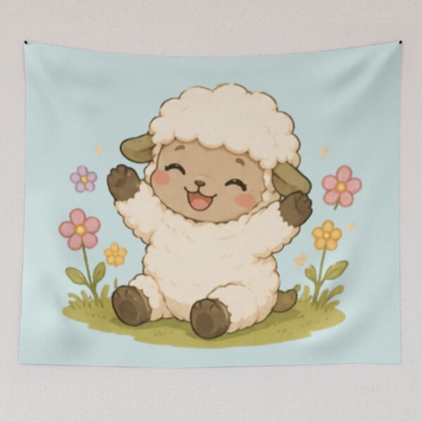 Item preview, Cute Happy Spring Sheep designed and sold by MellowMunchkins.