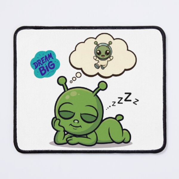 Item preview, Cute Green Alien Dreaming Of Space Exploration Art designed and sold by Miheerala.