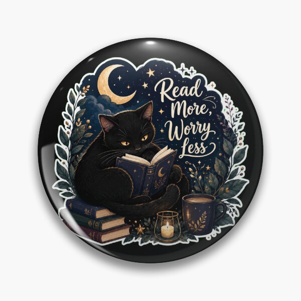 Item preview, Black Cat Reading Read More Worry Less Book Lover designed and sold by Cascio311.