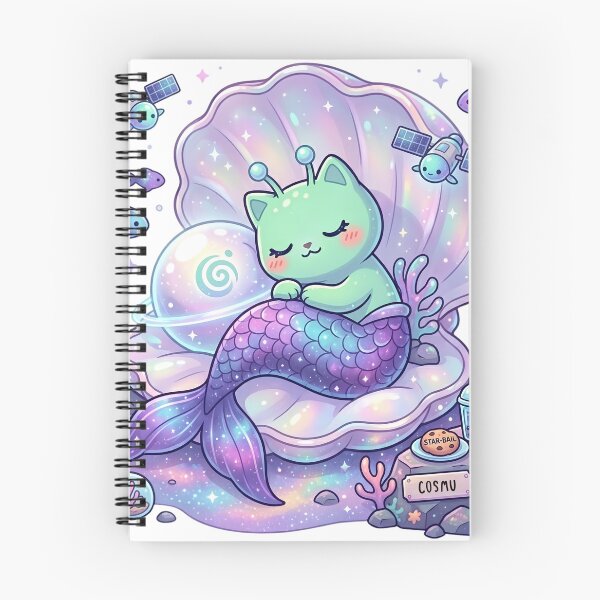 Item preview, Cute Alien Mermaid Sitting in Seashell Kawaii Space designed and sold by Gika Thailand.