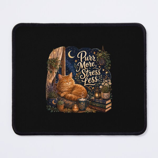 Item preview, Orange Tabby Cat Purr More Stress Less Cozy Night designed and sold by Cascio311.