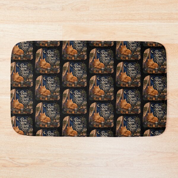 Item preview, Orange Tabby Cat Purr More Stress Less Cozy Night designed and sold by Cascio311.