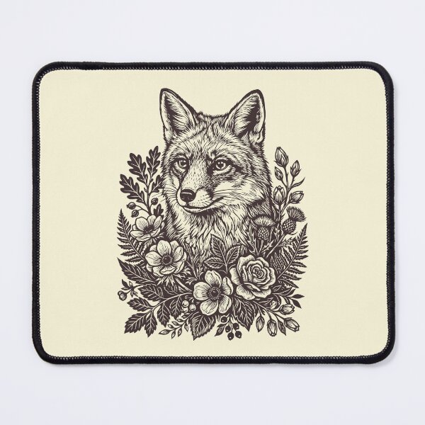 Item preview, Floral Fox Linocut Folk Art Vintage Forest Animal designed and sold by Y-Vibes.
