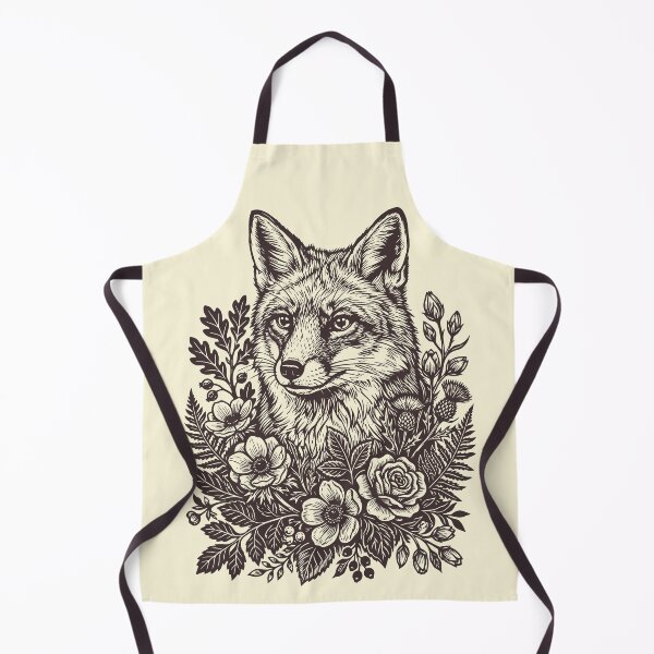 Item preview, Floral Fox Linocut Folk Art Vintage Forest Animal designed and sold by Y-Vibes.