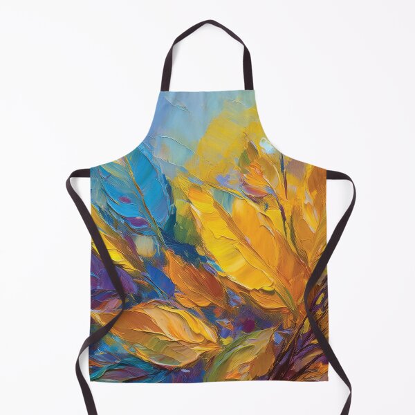 Item preview, Purple BLUE YELLOW Warm and cosy Autumn leaves colours, VINTAGE leaf textured botanicals oil painting, burnt orange, purple, yellow blue, leaf pattern autumn painting  designed and sold by navitalidesign.