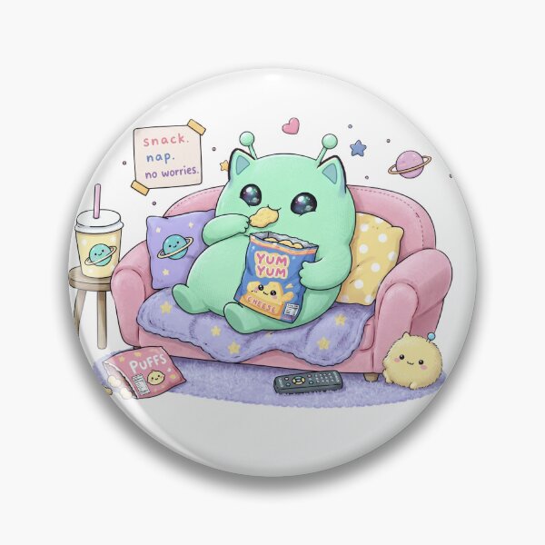 Item preview, Cute Alien Relaxing on Sofa Eating Snacks designed and sold by Gika Thailand.