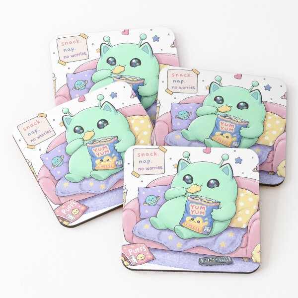 Item preview, Cute Alien Relaxing on Sofa Eating Snacks designed and sold by Gika Thailand.