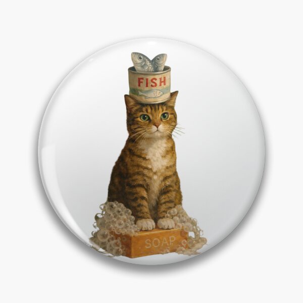 Item preview, Clean Cat with a Fishy Hat designed and sold by Inka Moon Design.