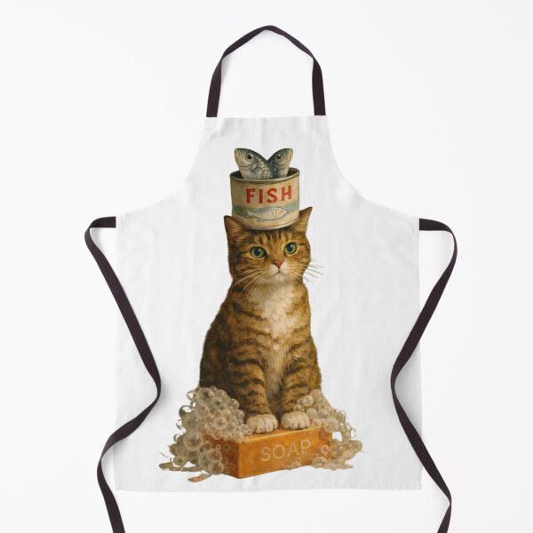 Item preview, Clean Cat with a Fishy Hat designed and sold by Inka Moon Design.