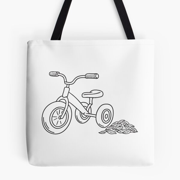 Item preview, Tricycle Beside Pile of Fallen Leaves designed and sold by rasagamastore.