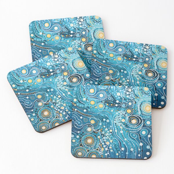 Item preview, Aboriginal Inspired Dot Art - Abstract Ocean Water designed and sold by GrinGalore.