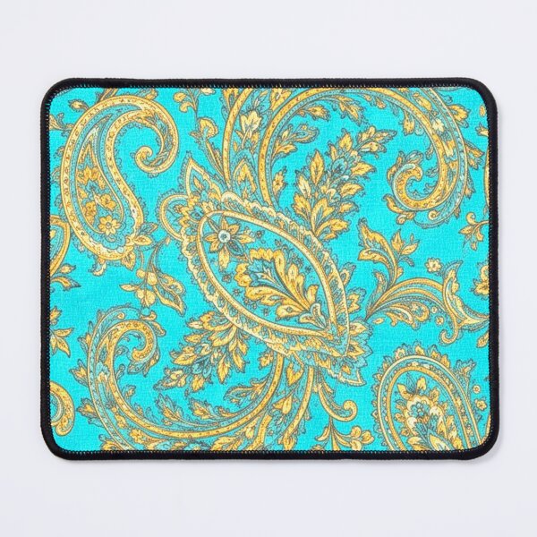 Item preview, Turquoise and golden Paisley pattern designed and sold by MMPrintsDesign.