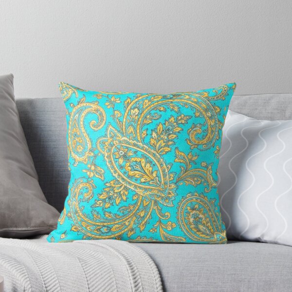 Item preview, Turquoise and golden Paisley pattern designed and sold by MMPrintsDesign.