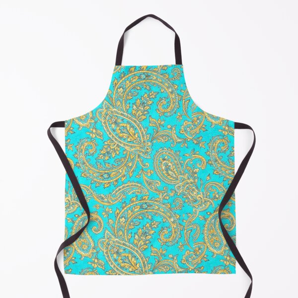 Item preview, Turquoise and golden Paisley pattern designed and sold by MMPrintsDesign.