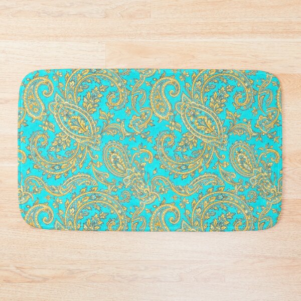 Item preview, Turquoise and golden Paisley pattern designed and sold by MMPrintsDesign.