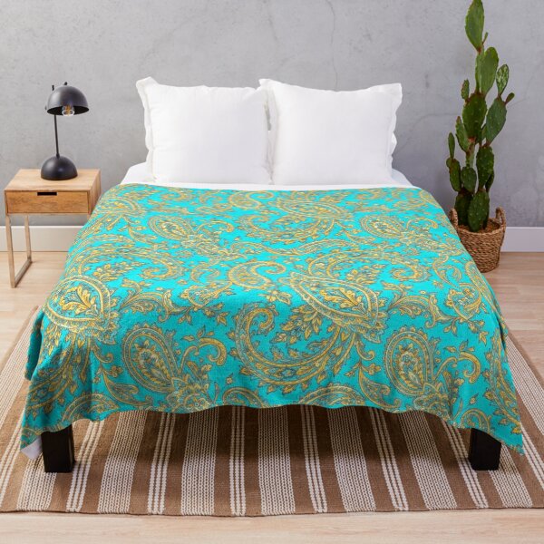 Item preview, Turquoise and golden Paisley pattern designed and sold by MMPrintsDesign.