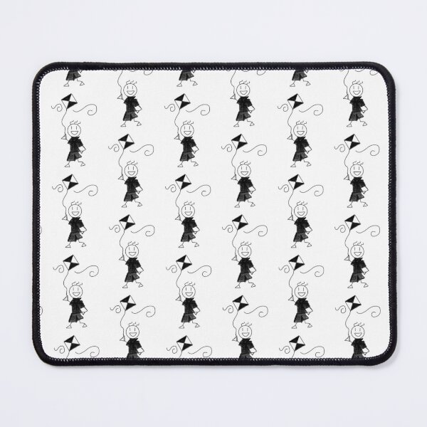 Item preview, Minimalist retro childhood nostalgic stylish black and white smiley stickman flying kite designed and sold by Shukasya-Arts.