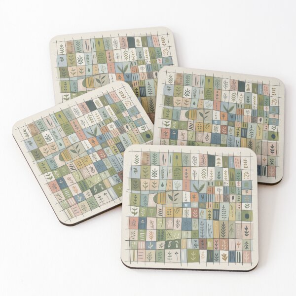 Item preview, Abstract Botanical Grid Art – Paul Klee Inspired Nature Geometry Print designed and sold by Tamas Das.