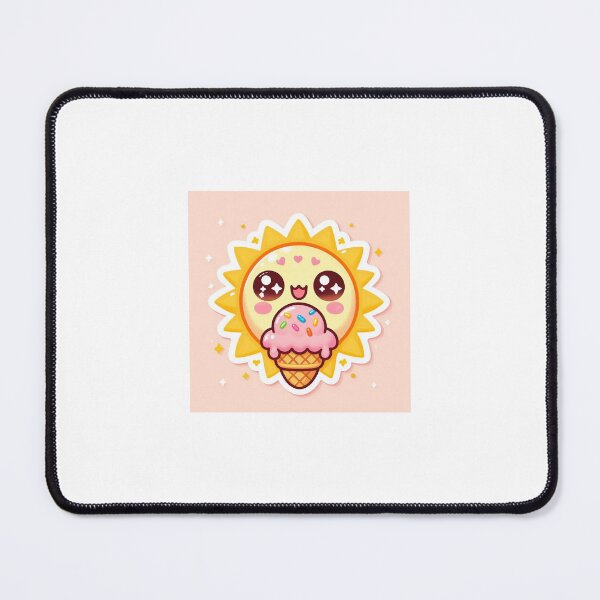 Item preview, Kawaii Sun with Ice Cream Sticker | Chibi Summer Sun Holding Ice Cream Cone designed and sold by PastelPawsArt.