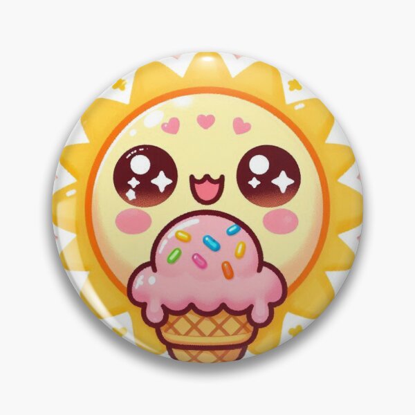 Item preview, Kawaii Sun with Ice Cream Sticker | Chibi Summer Sun Holding Ice Cream Cone designed and sold by PastelPawsArt.