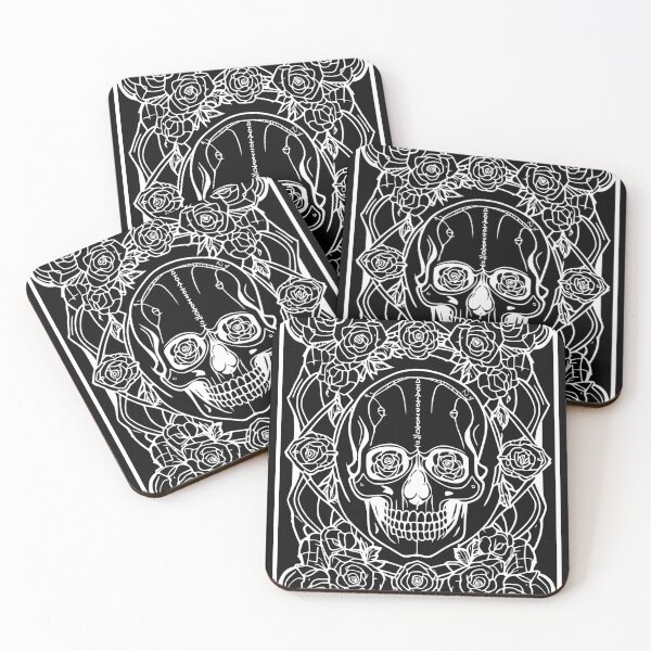 Item preview, Gothic Skull and Roses Reverse Coloring Page Mystical Art designed and sold by DarkOriginArts.