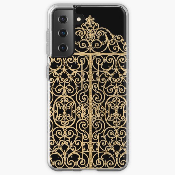 French Wrought Iron Gate | Louis XV Style | Black and Gold | Samsung Galaxy Soft Case