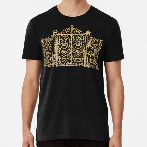 French Wrought Iron Gate | Louis XV Style | Black and Gold | Premium T-Shirt