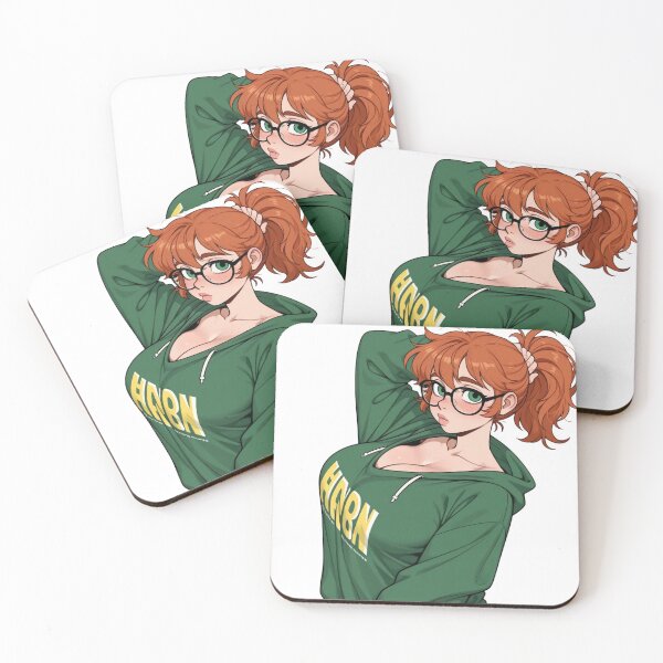 Item preview, Pretty nerdy anime girl with glasses, red hair, waifu designed and sold by Shirt-Otakus.