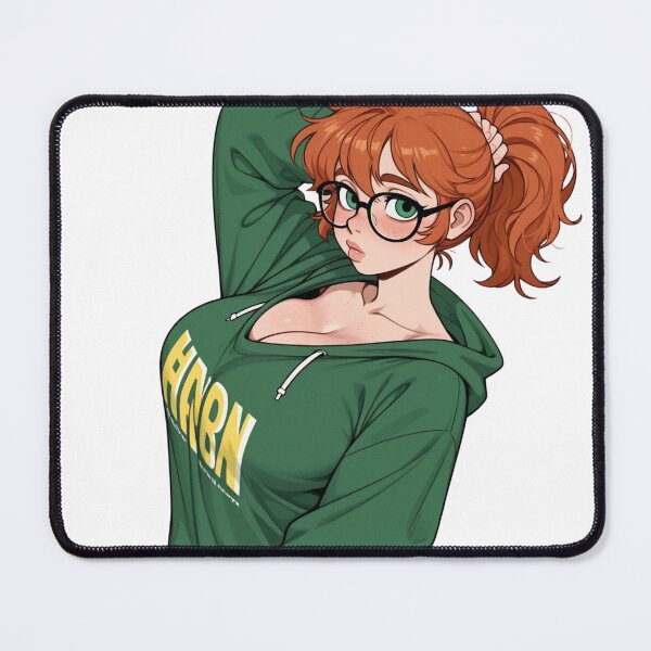 Item preview, Pretty nerdy anime girl with glasses, red hair, waifu designed and sold by Shirt-Otakus.