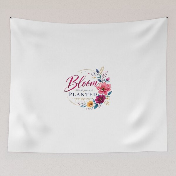 Item preview, Bloom Where You Are Planted – Elegant Floral Typography Design on White Background designed and sold by Newthingzy.