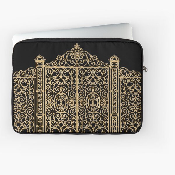 French Wrought Iron Gate | Louis XV Style | Black and Gold | Laptop Sleeve