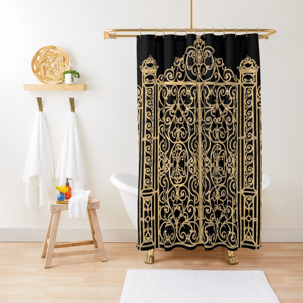 Gold And Black Shower Curtain