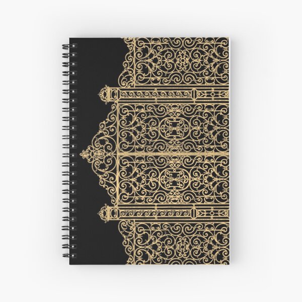 French Wrought Iron Gate | Louis XV Style | Black and Gold | Spiral Notebook