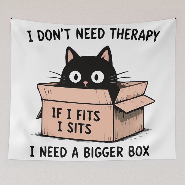Item preview, I Don’t Need Therapy I Need a Bigger Box Funny Cat Shirt designed and sold by FAFshop.