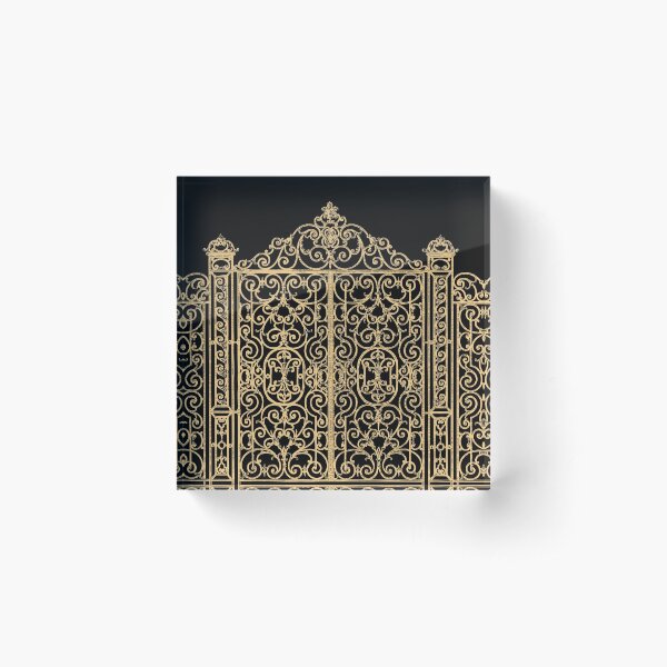 French Wrought Iron Gate | Louis XV Style | Black and Gold | Acrylic Block